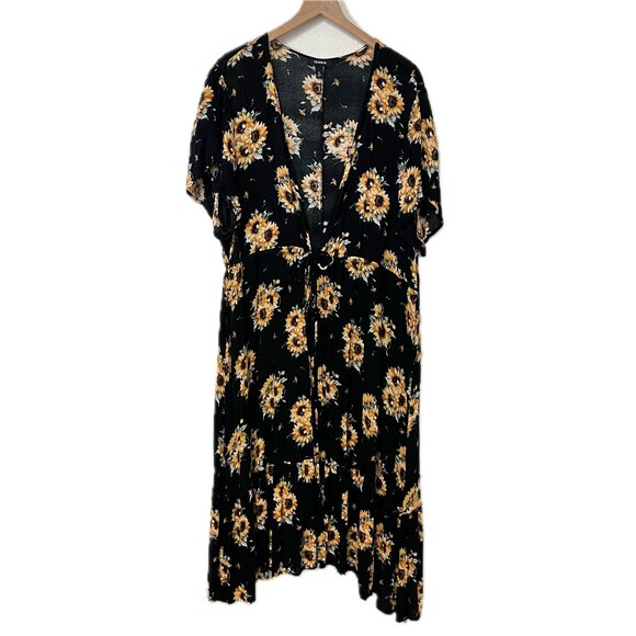 Torrid Black & Yellow Sunflower Duster Cardi - Size 4X - Picture 1 of 8